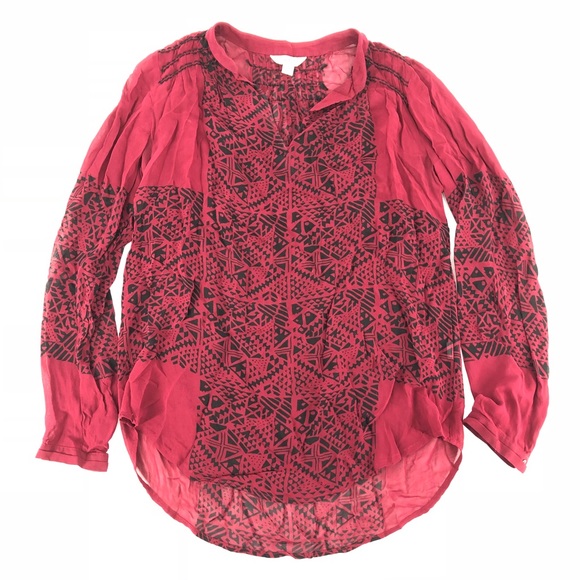 Lucky Brand Tops -  Lucky Brand Red & Black v neck long sleeve top